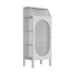Vitrine blanche minimaliste à portes en métal et verre