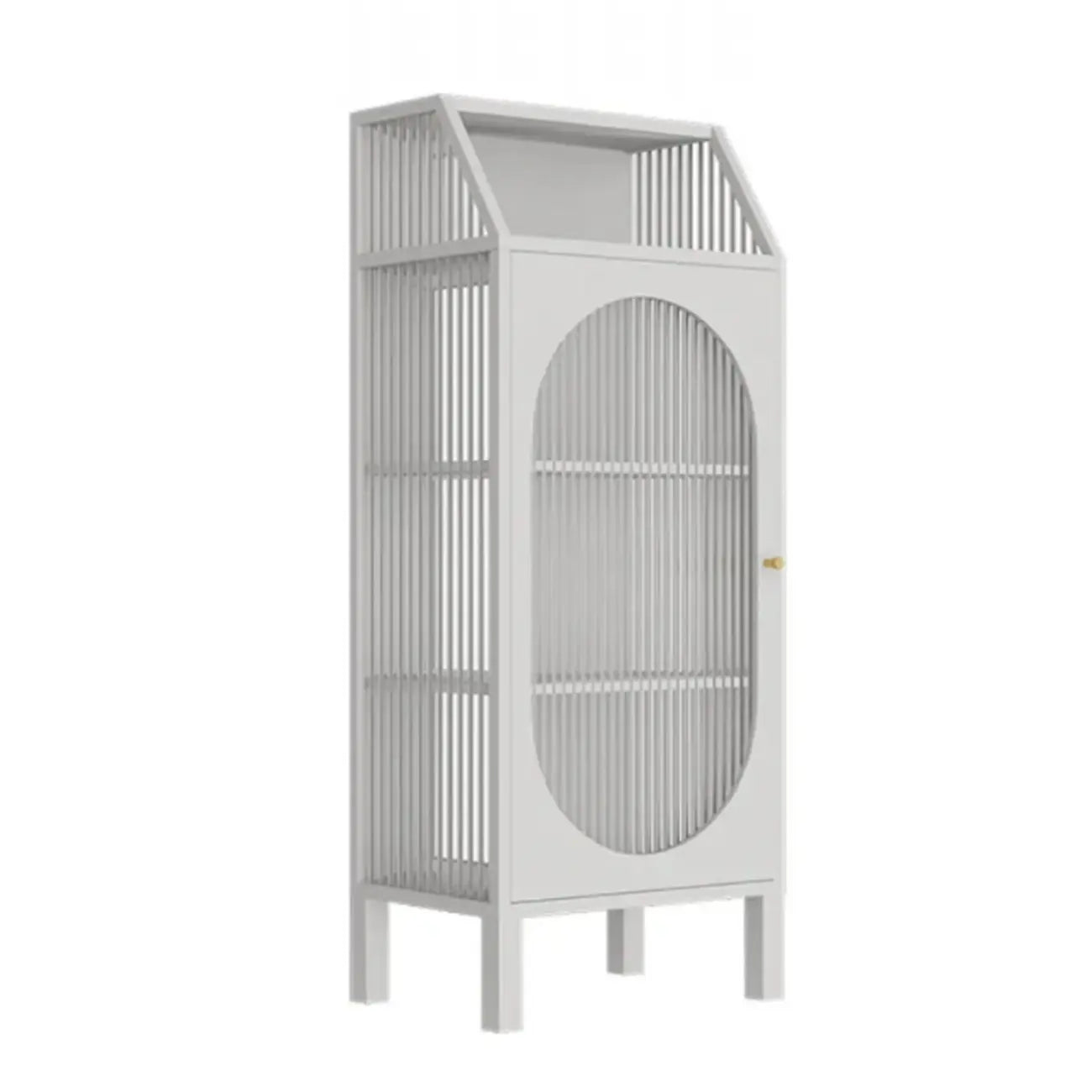 Vitrine blanche minimaliste à portes en métal et verre