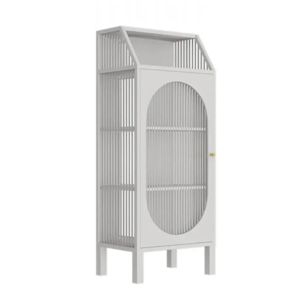Vitrine blanche minimaliste à portes en métal et verre