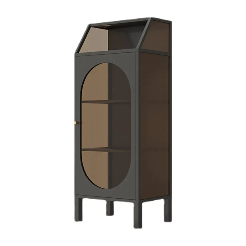 Vitrine blanche minimaliste à portes en métal et verre