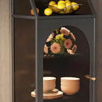 Vitrine blanche minimaliste à portes en métal et verre