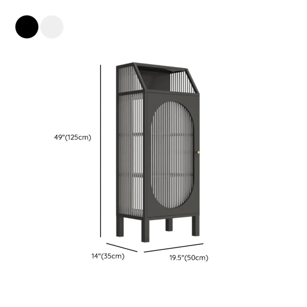 Vitrine blanche minimaliste à portes en métal et verre