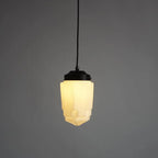 Suspension LED moderne en verre dépoli, couleur noisette, pour chevet.