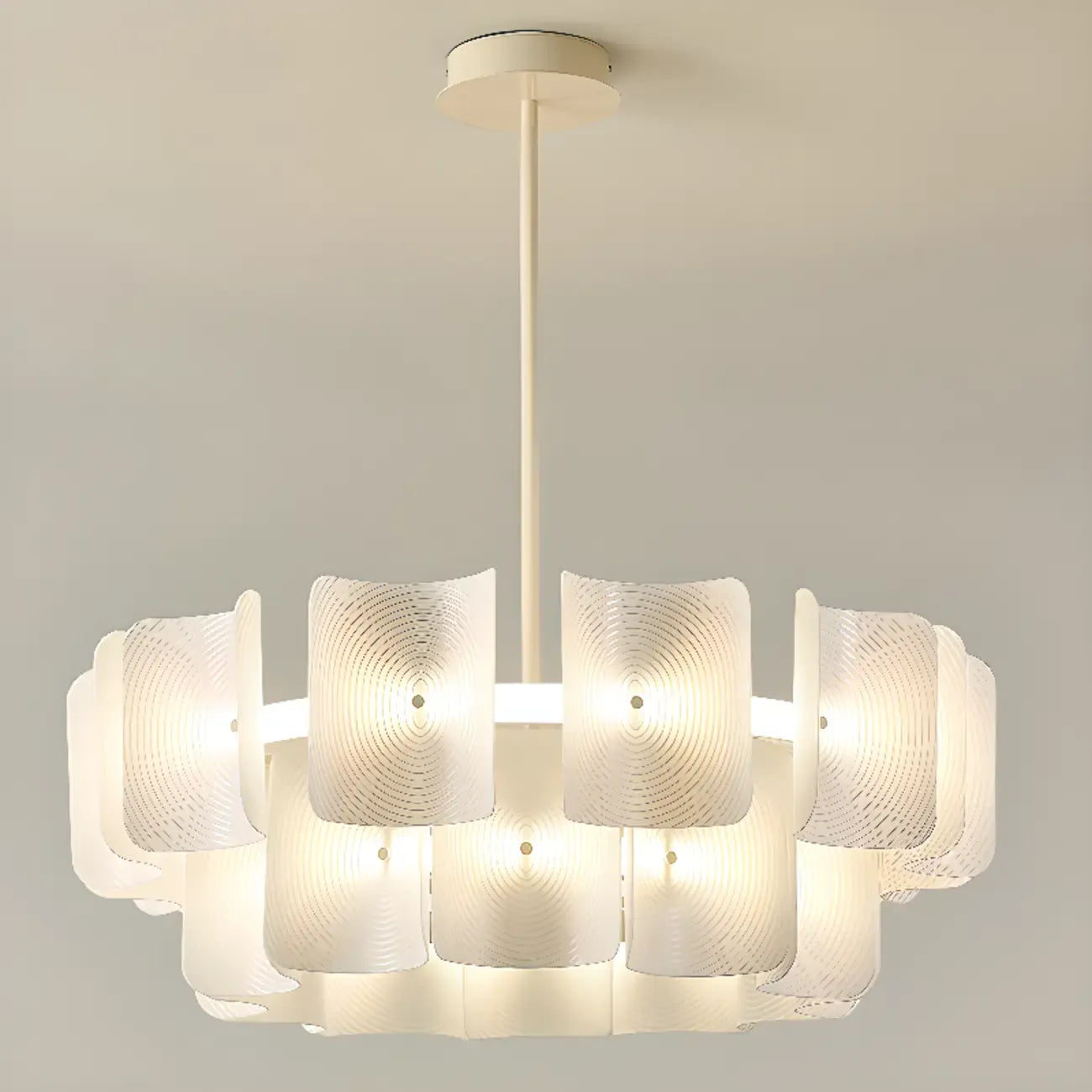 Lustre moderne à LED avec lecteur d'empreintes digitales et variateur à trois vitesses