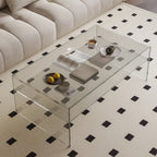 Table basse rectangulaire noire moderne au design transparent