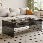 Table basse rectangulaire noire moderne au design transparent