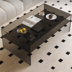 Table basse rectangulaire noire moderne au design transparent