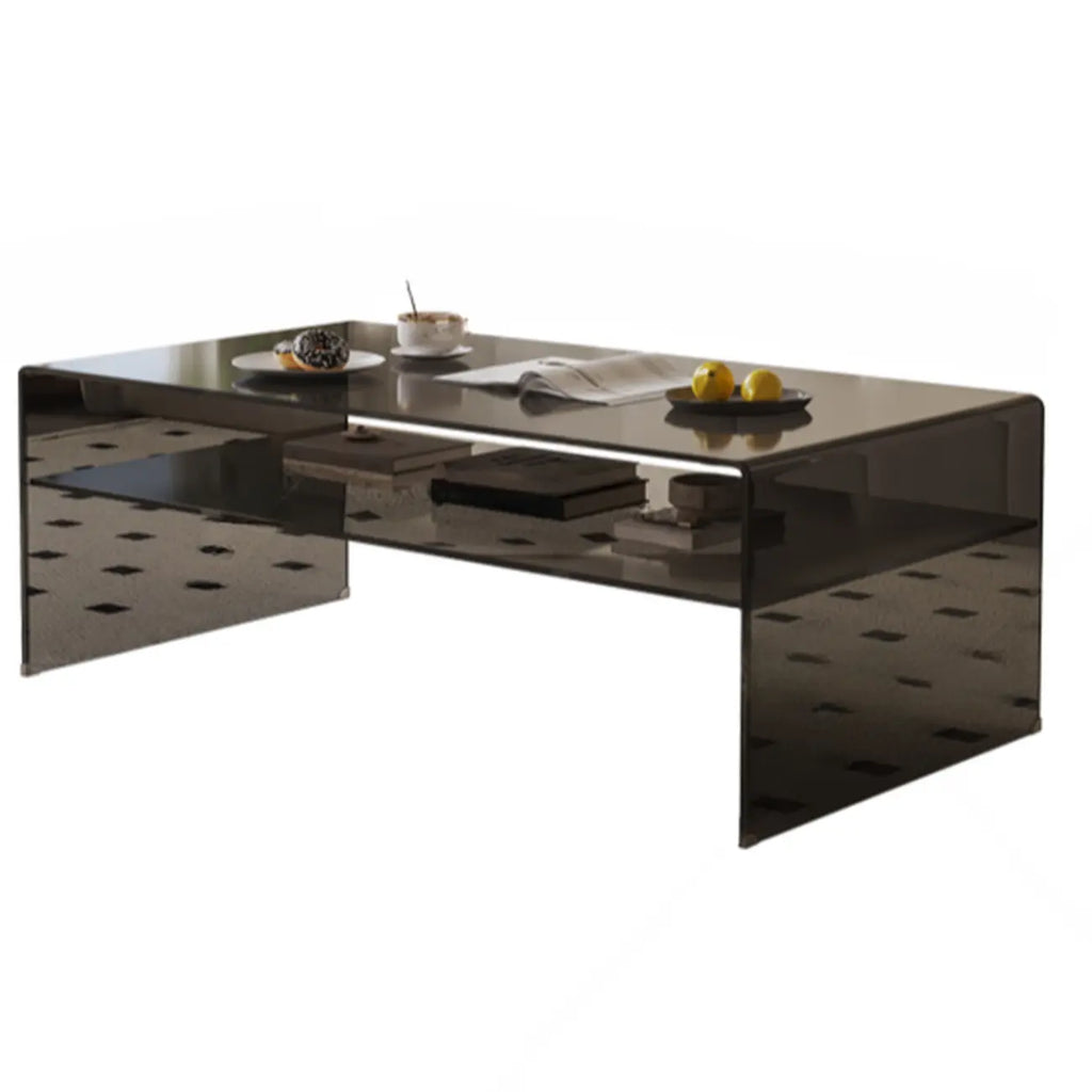 Table basse rectangulaire noire moderne au design transparent