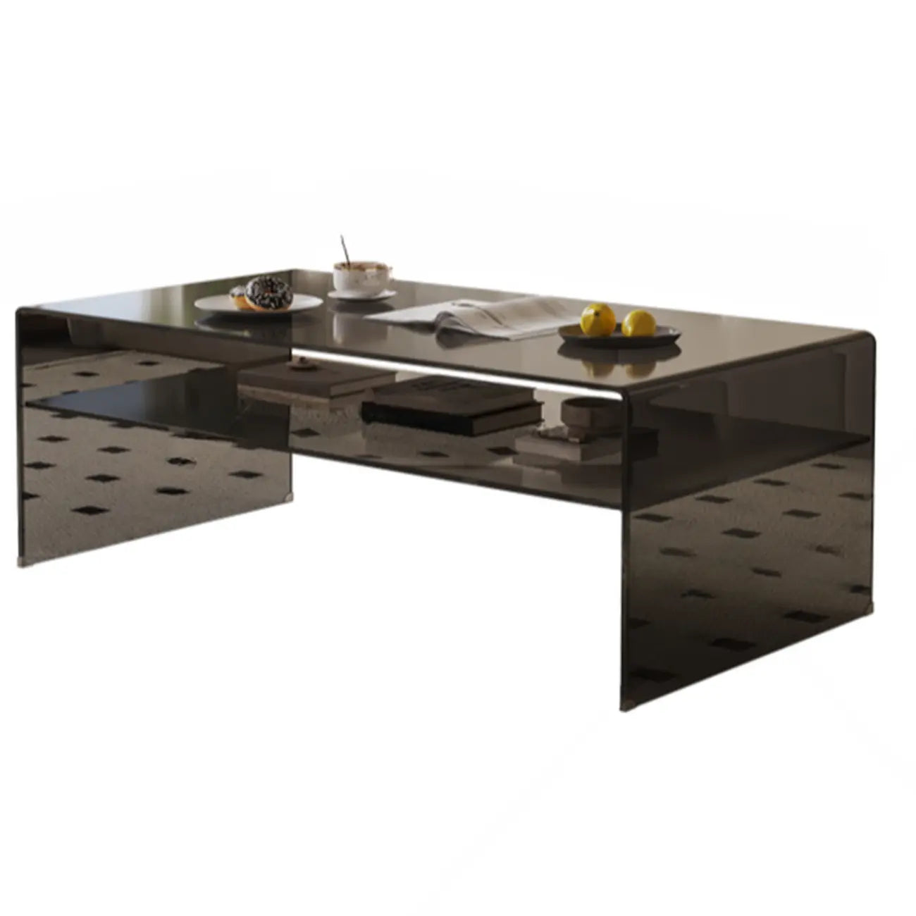 Table basse rectangulaire noire moderne au design transparent