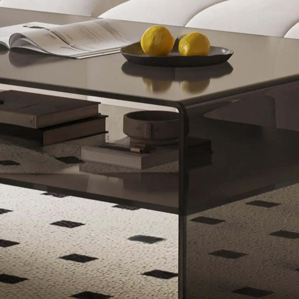 Table basse rectangulaire noire moderne au design transparent