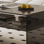 Table basse rectangulaire noire moderne au design transparent