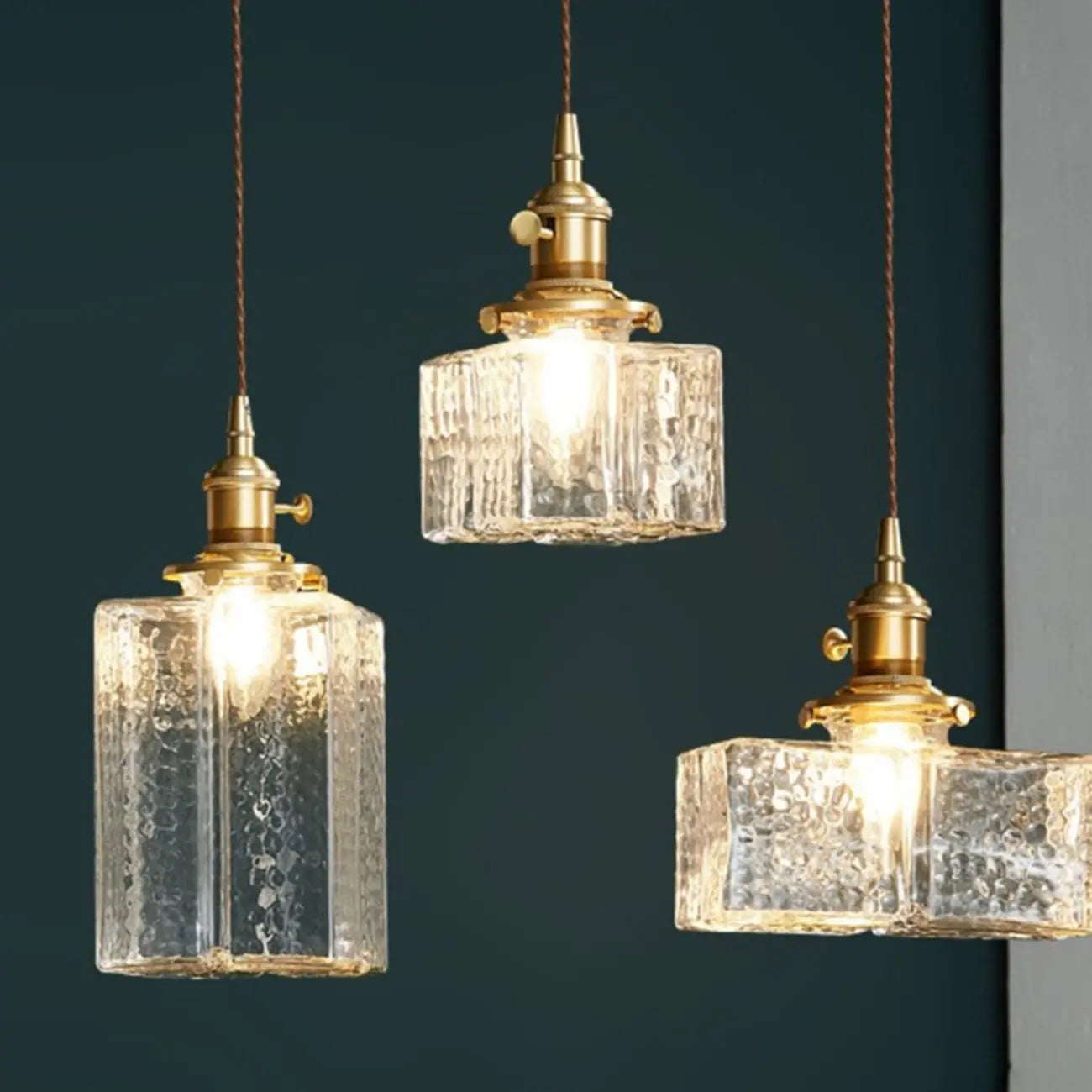 Suspension cubique moderne en verre transparent pour salon