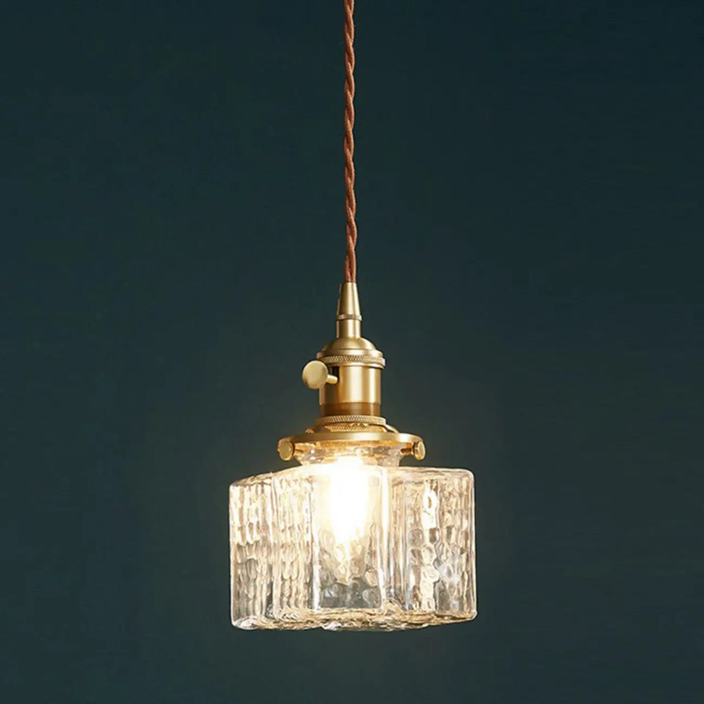 Suspension cubique moderne en verre transparent pour salon