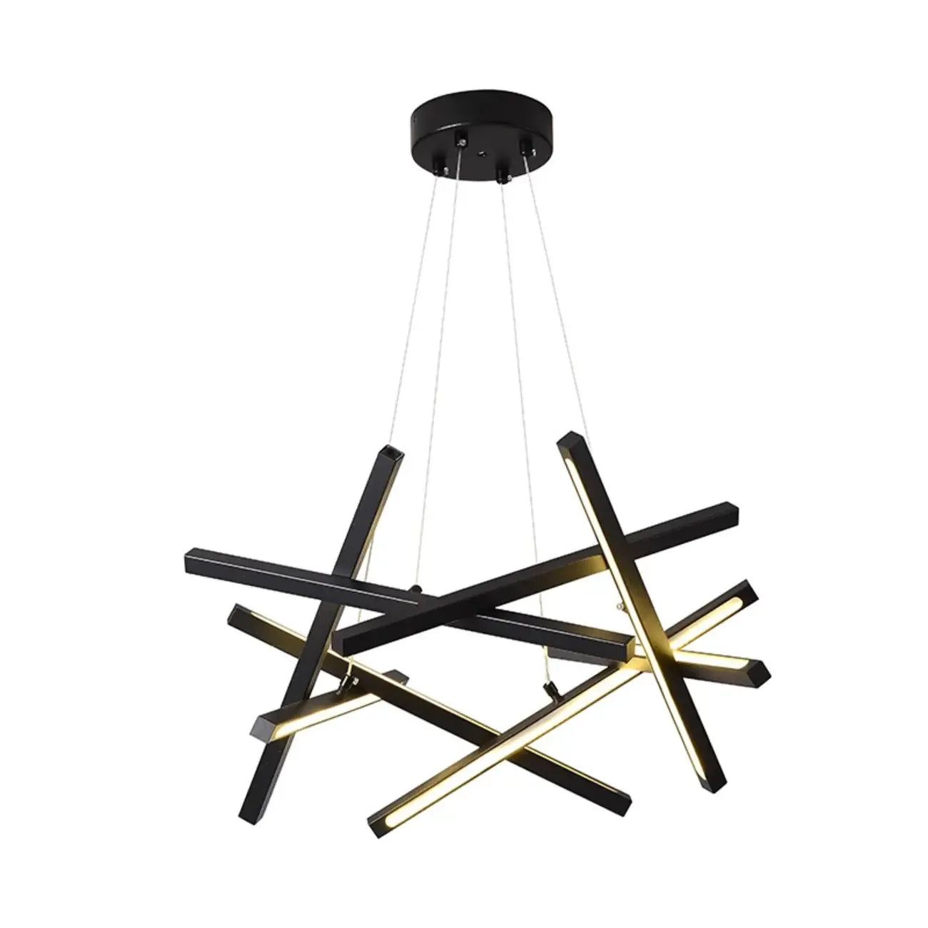 Lustre LED linéaire moderne au design géométrique en métal