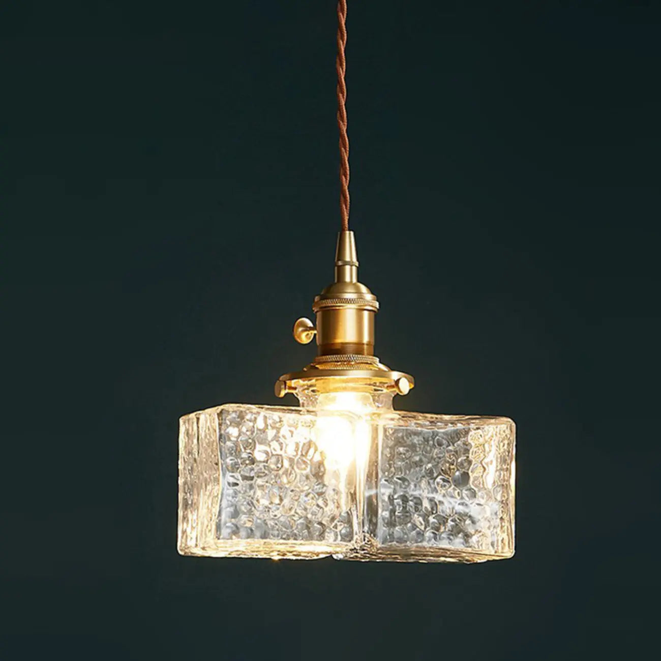 Suspension cubique moderne en verre transparent pour salon
