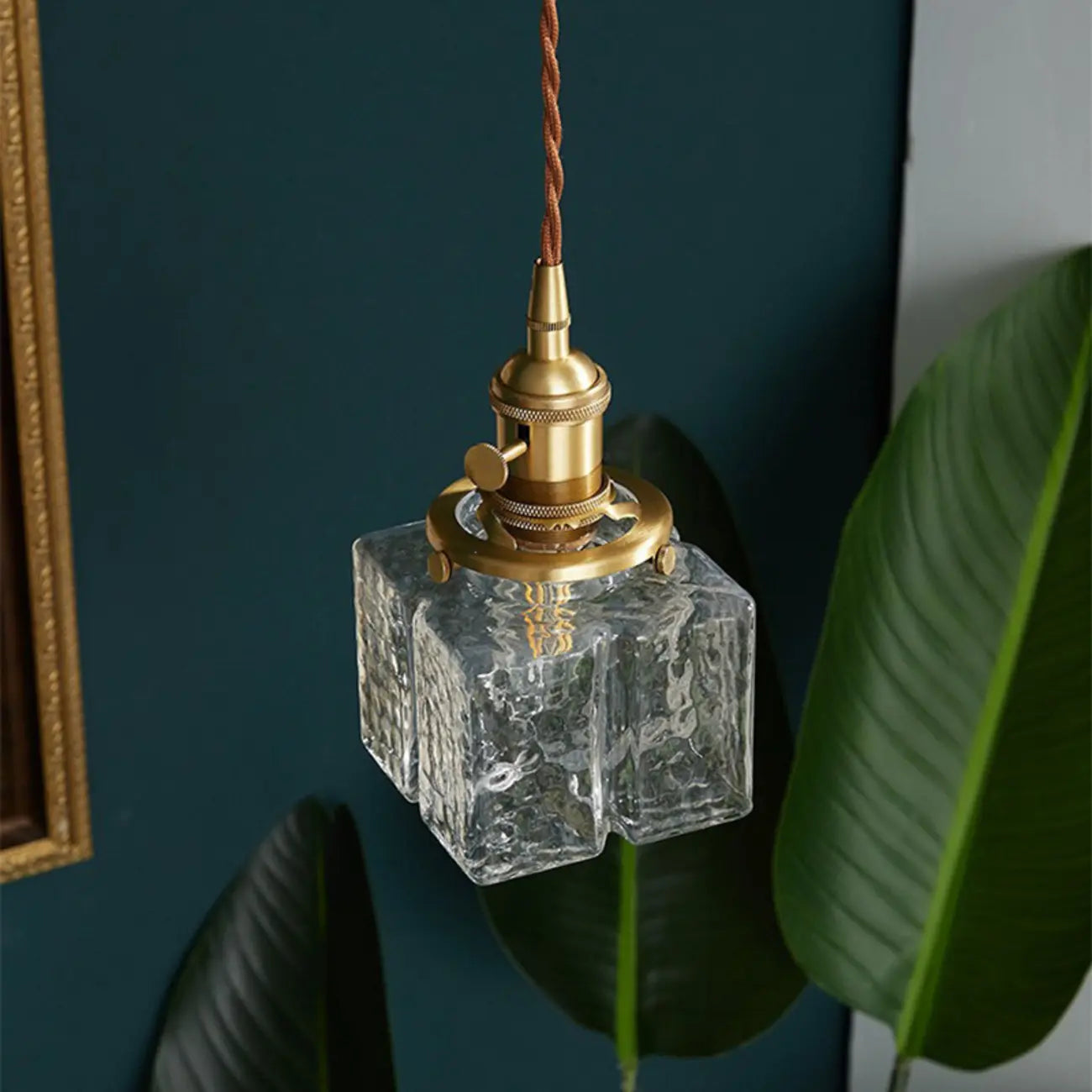 Suspension cubique moderne en verre transparent pour salon