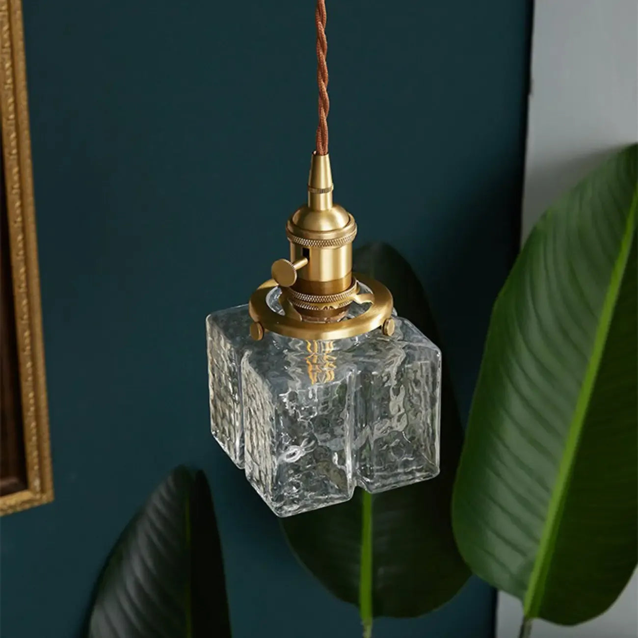 Suspension cubique moderne en verre transparent pour salon