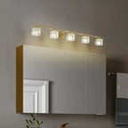 Applique murale moderne dorée pour salle de bain avec abat-jour en cristal transparent