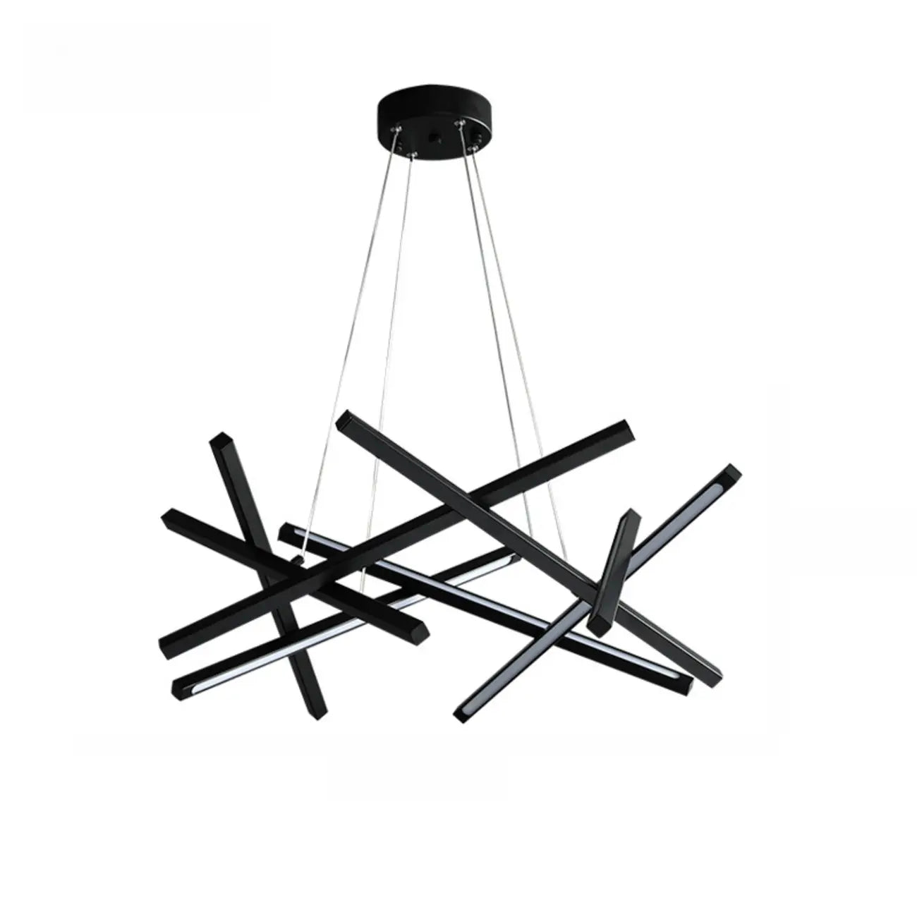 Lustre LED linéaire moderne au design géométrique en métal