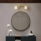 Applique murale moderne dorée pour salle de bain avec abat-jour en cristal transparent