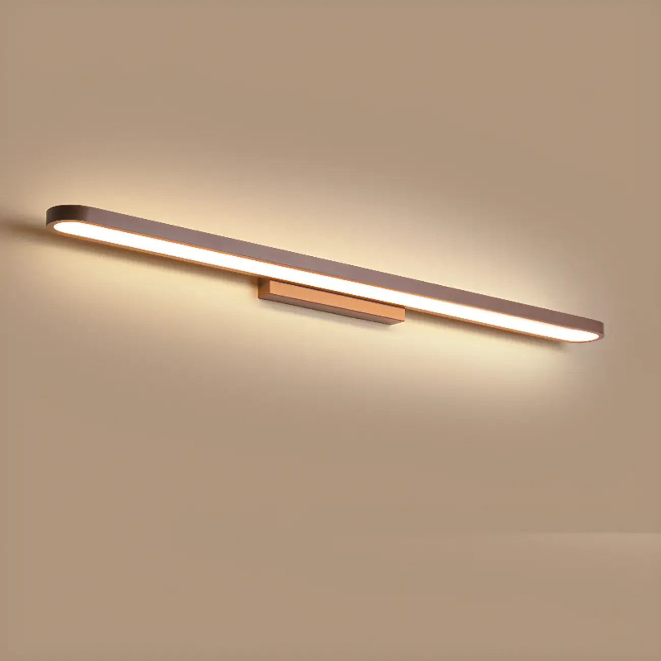 Applique murale LED moderne droite couleur café pour salle de bain, câblée