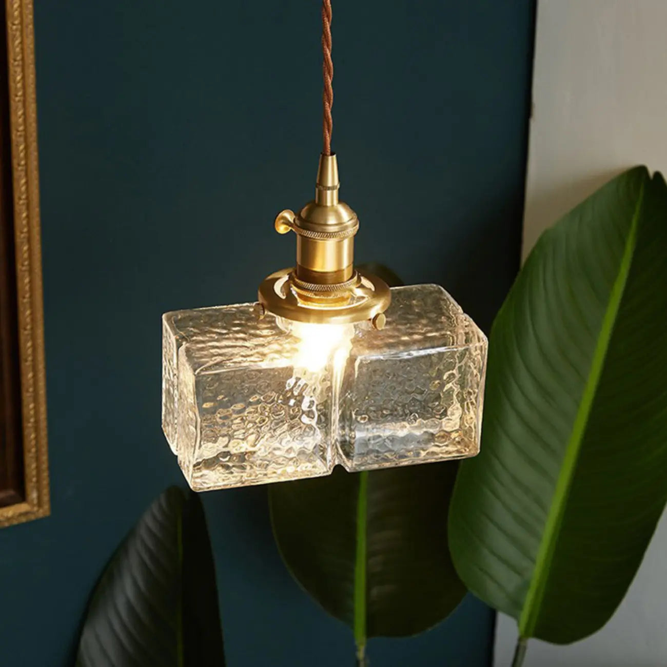 Suspension cubique moderne en verre transparent pour salon