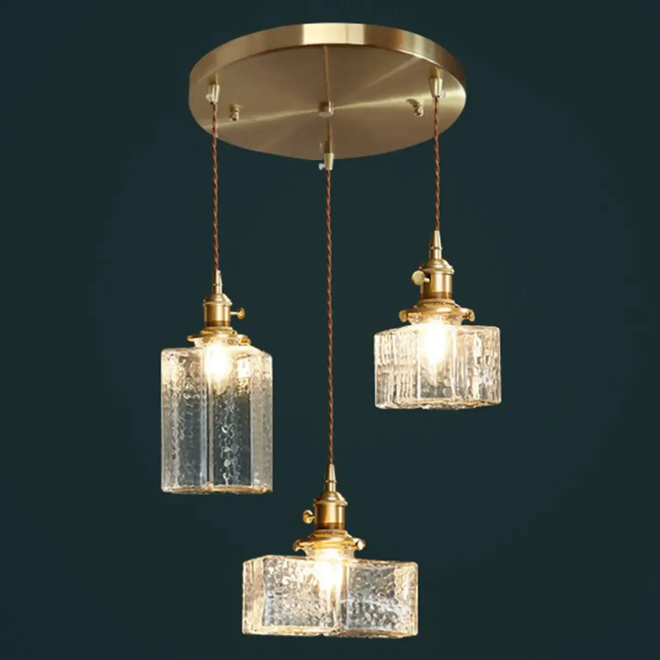 Suspension cubique moderne en verre transparent pour salon