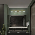 Applique murale moderne dorée pour salle de bain avec abat-jour en cristal transparent
