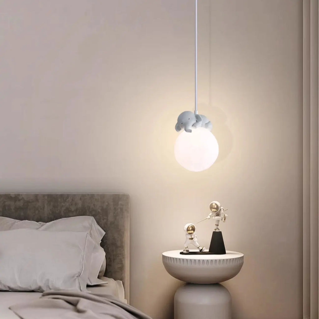 Lampada a sospensione per bambini a forma di coniglio e luna 3D dimmerabile per cameretta