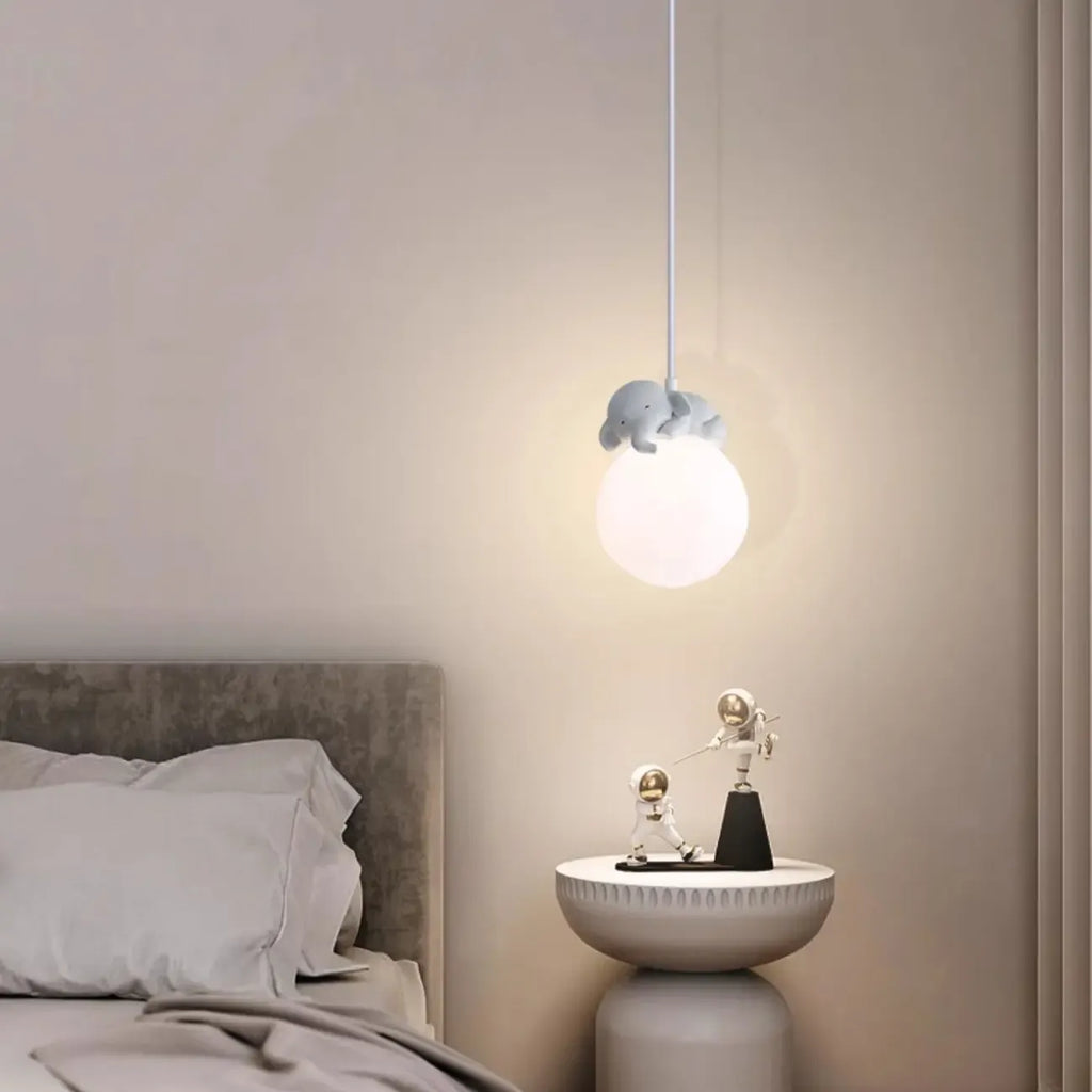 Lampada a sospensione per bambini a forma di coniglio e luna 3D dimmerabile per cameretta