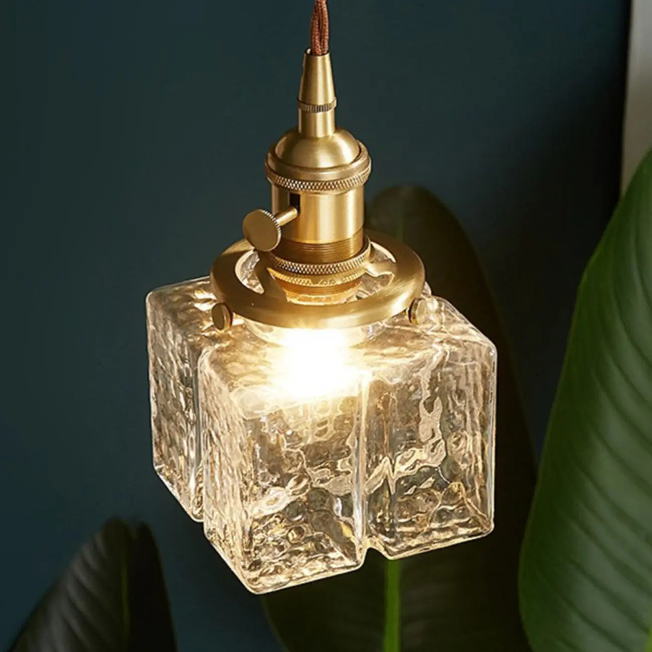 Suspension cubique moderne en verre transparent pour salon