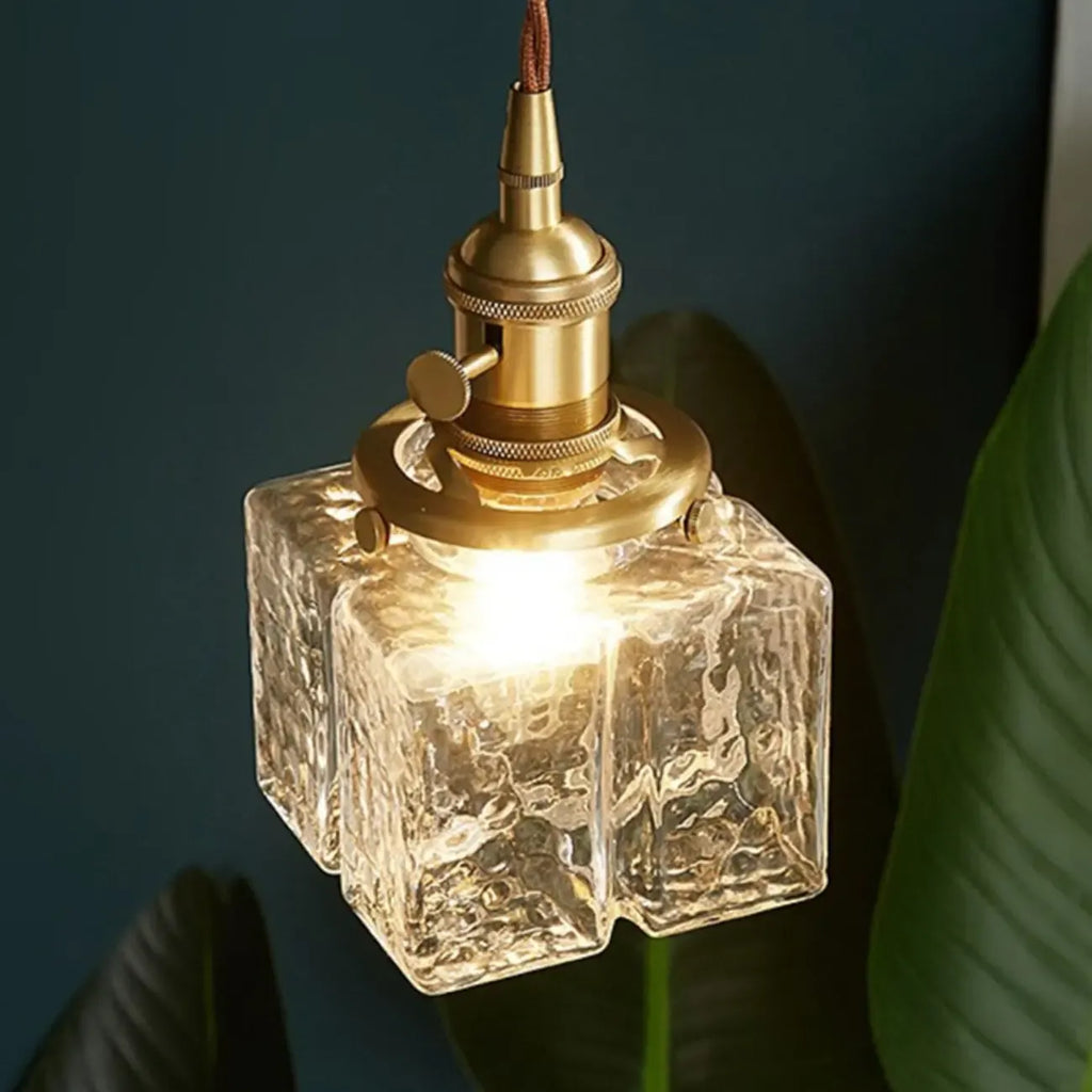 Suspension cubique moderne en verre transparent pour salon