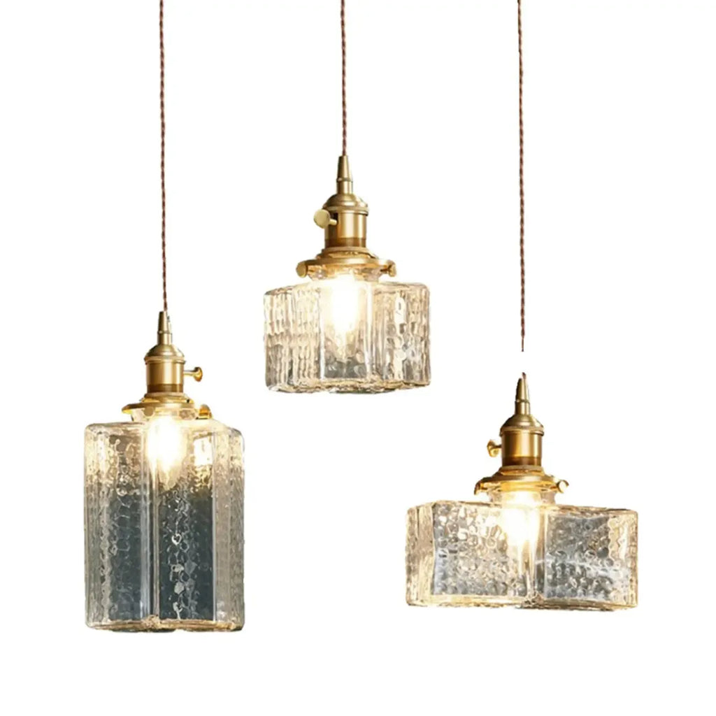 Suspension cubique moderne en verre transparent pour salon