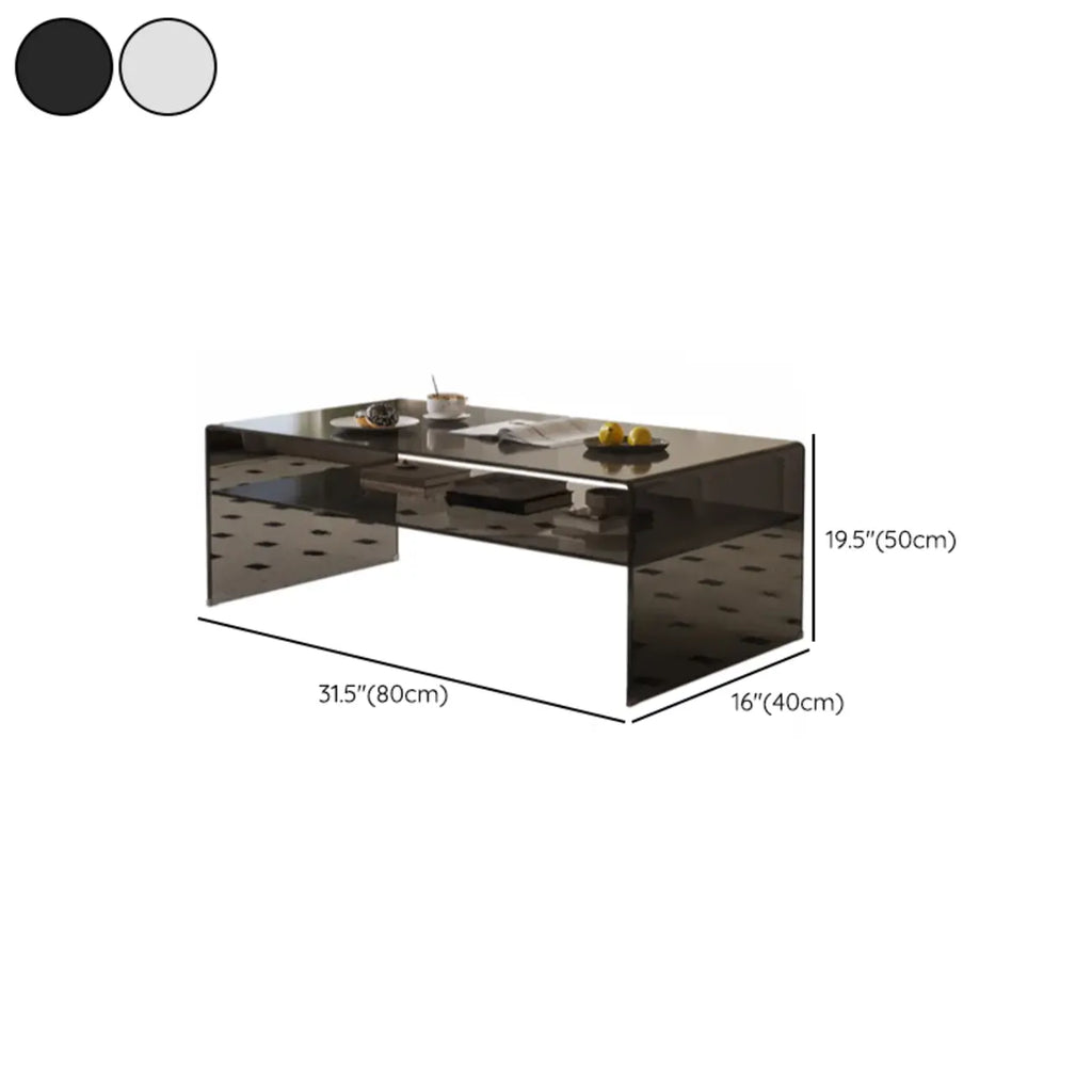 Table basse rectangulaire noire moderne au design transparent