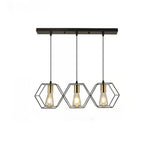 Suspension géométrique noire en métal de style industriel pour îlot de cuisine