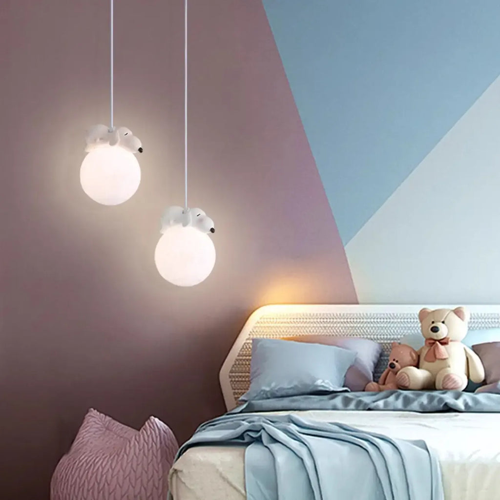 Lampada a sospensione per bambini a forma di coniglio e luna 3D dimmerabile per cameretta