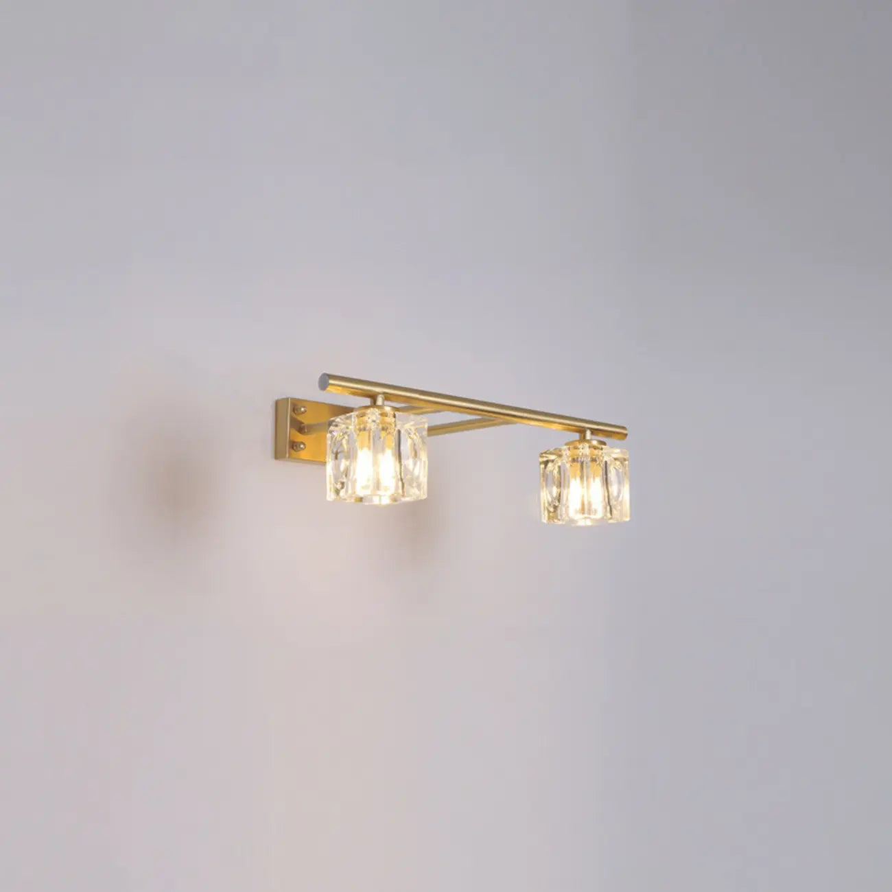 Applique murale moderne dorée pour salle de bain avec abat-jour en cristal transparent