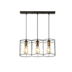 Suspension géométrique noire en métal de style industriel pour îlot de cuisine