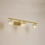 Applique murale moderne dorée pour salle de bain avec abat-jour en cristal transparent