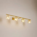 Applique murale moderne dorée pour salle de bain avec abat-jour en cristal transparent