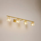 Applique murale moderne dorée pour salle de bain avec abat-jour en cristal transparent