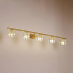 Applique murale moderne dorée pour salle de bain avec abat-jour en cristal transparent