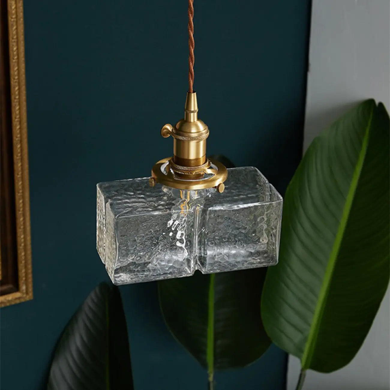 Suspension cubique moderne en verre transparent pour salon