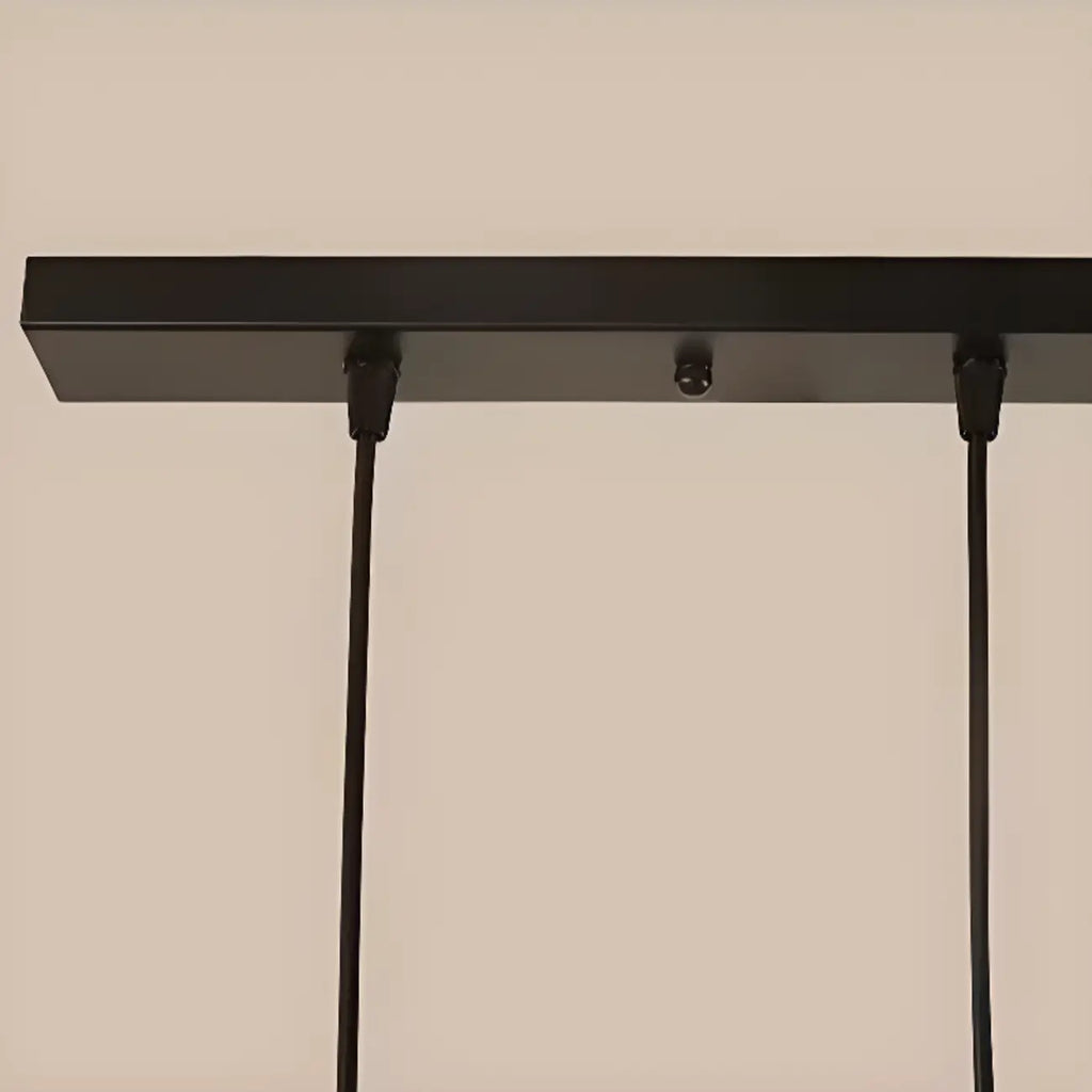 Suspension géométrique noire en métal de style industriel pour îlot de cuisine