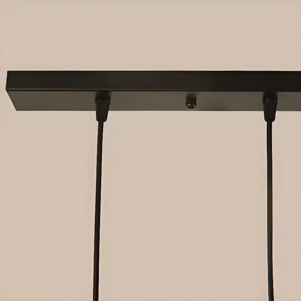 Suspension géométrique noire en métal de style industriel pour îlot de cuisine