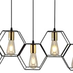 Suspension géométrique noire en métal de style industriel pour îlot de cuisine