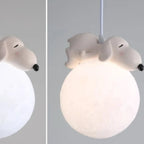 Lampada a sospensione per bambini a forma di coniglio e luna 3D dimmerabile per cameretta