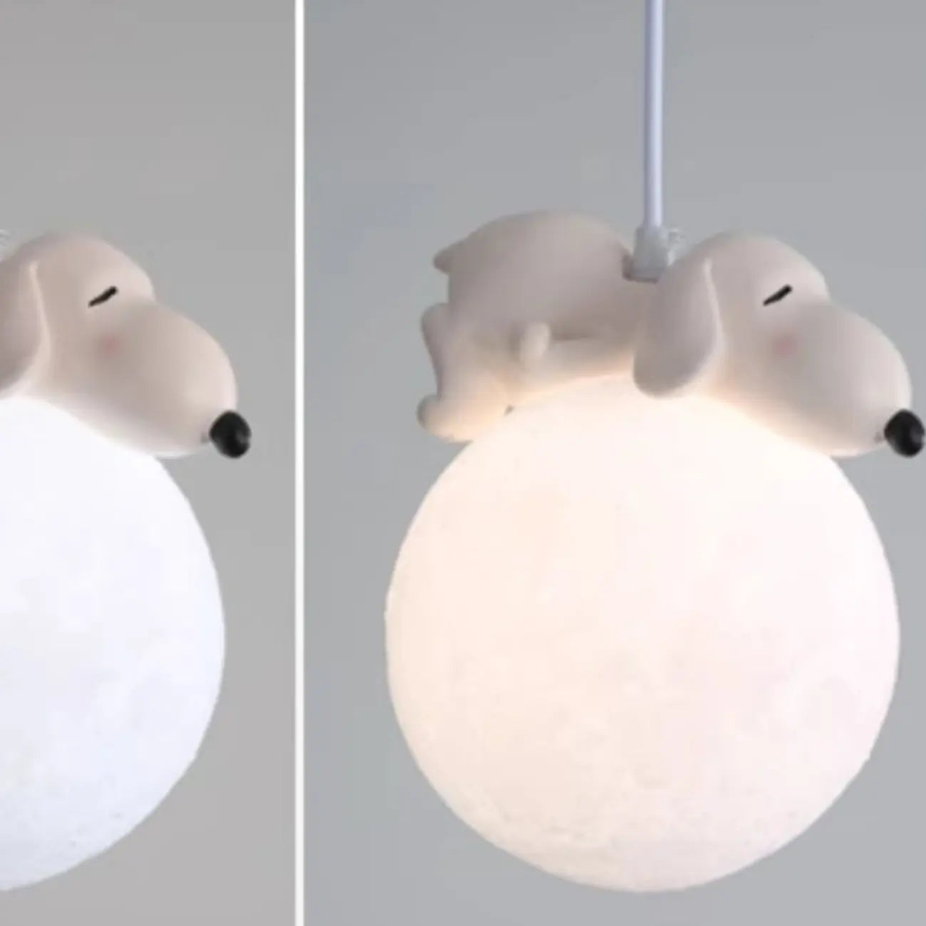 Lampada a sospensione per bambini a forma di coniglio e luna 3D dimmerabile per cameretta