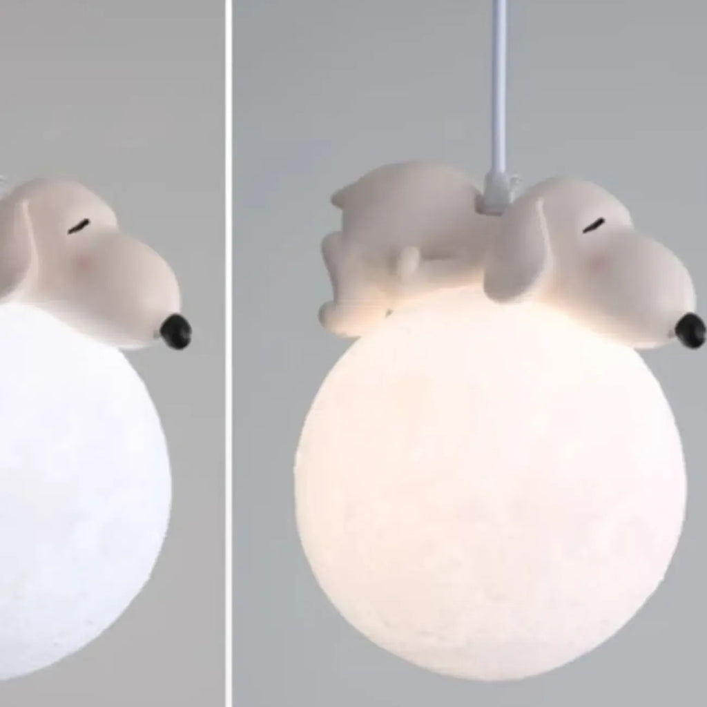 Lampada a sospensione per bambini a forma di coniglio e luna 3D dimmerabile per cameretta