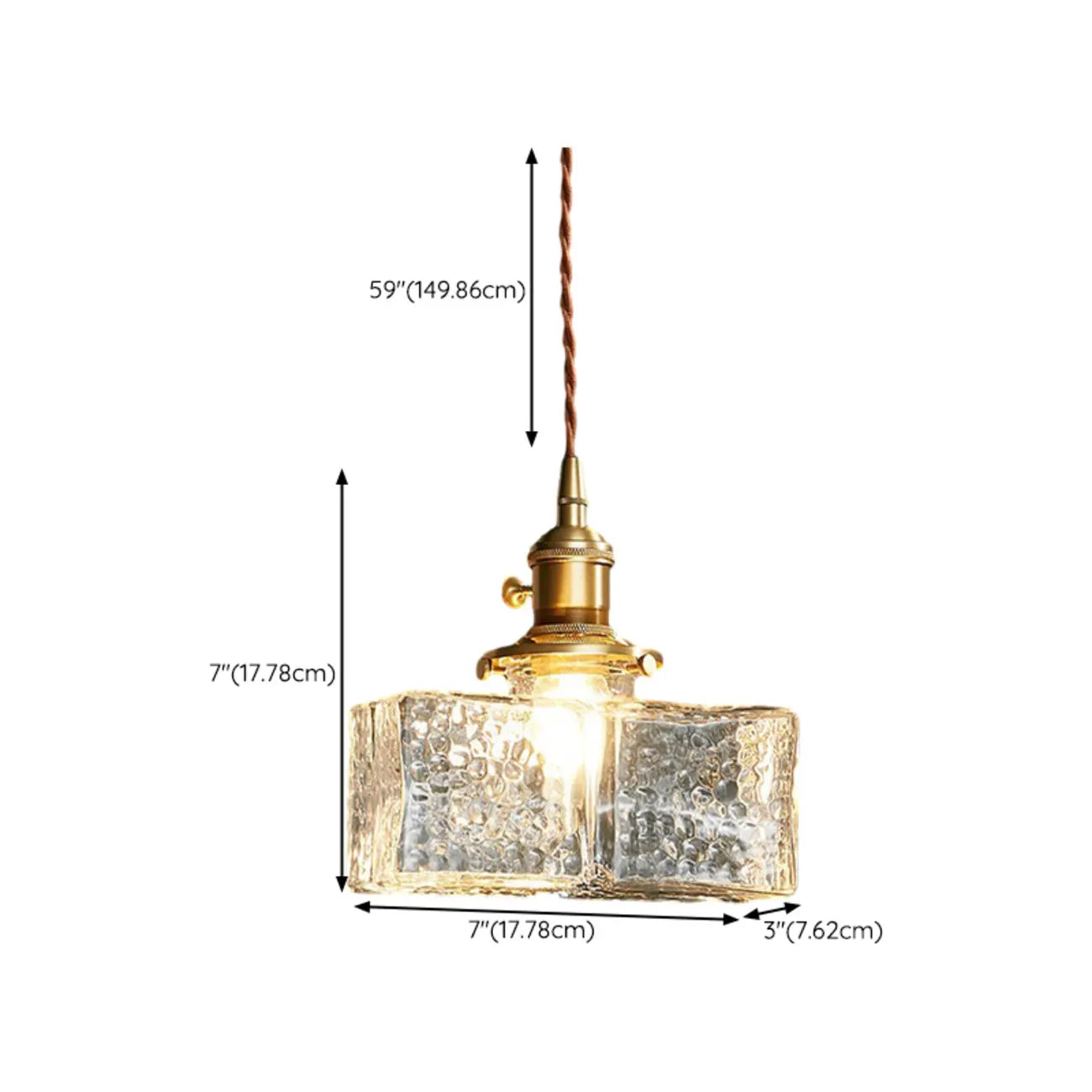 Suspension cubique moderne en verre transparent pour salon